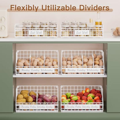 Egg Basket, Stackable Wall Mount Egg Holder Countertop with Weekday Labels - color: White, size: 1-Tier（with DIY labels）