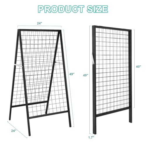 Eastern Tree Metal Grid Wall Panels, 2 Sides Wire Grid Panel, Black Gridwall Display Stand, Heavy Duty Gridwall Panels for Retail Display and Craft Show- 2 Packs - size: 2packs 2 Sides
