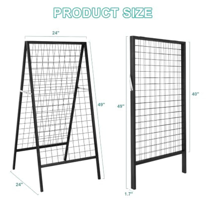 Eastern Tree Metal Grid Wall Panels, 2 Sides Wire Grid Panel, Black Gridwall Display Stand, Heavy Duty Gridwall Panels for Retail Display and Craft Show- 2 Packs - size: 2packs 2 Sides