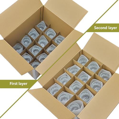 3 Sets Moving Boxes with Divider Kits,16 x 12 x 13 Inch Glassware Dish Packing Box Kitchen Moving Box Corrugate Dividers with 72 Pcs Foam Pouches,1 Pcs tape rolls with dispenser(Two Layer) - size: 16x12x13In-Cup Packaging