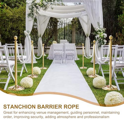 MECCANIXITY Velvet Stanchion Rope 6.6 Ft/2 M, Barrier Rope Velvet Carpet Ropes with Snap Hooks for Posts Stands Queue Divider Crowd Control, White Golden Pack of 2 - color: White Golden, size: 6.6 Ft