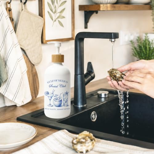 Blue Coastal Cocktail Glass Soap Dispenser with Pump - color: Beach Drinks