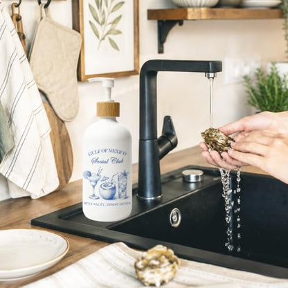 Blue Coastal Cocktail Glass Soap Dispenser with Pump - color: Beach Drinks