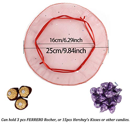 100pcs Round Organza Bags Red, 9.8 Inch Jewelry Candy Pouch Drawstring Christmas Wedding Party Favor Gift Packaging Bags - color: Red
