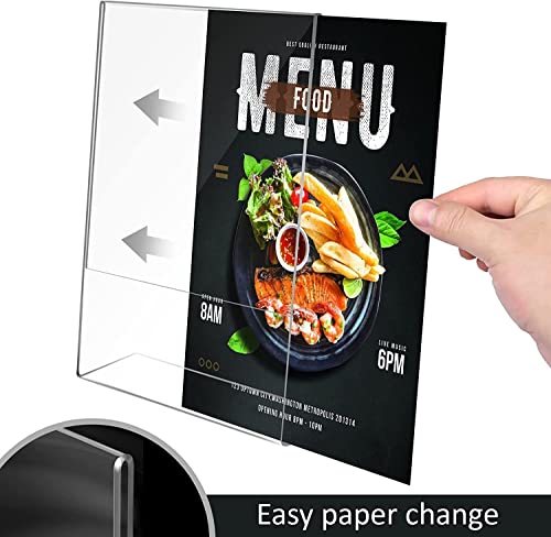 8.5x11 Inches Acrylic Sign Slant Back Holder, Plastic Display Stand,Brochure Holder, Table Top Sign Holder For Office, Home, Store, Restaurant(6pack)