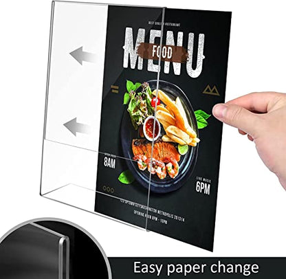 8.5x11 Inches Acrylic Sign Slant Back Holder, Plastic Display Stand,Brochure Holder, Table Top Sign Holder For Office, Home, Store, Restaurant(6pack)