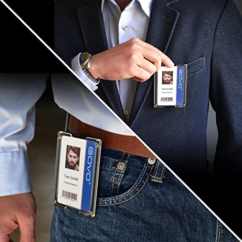 GOVO T4 Badge Holder/Wallet - Durable Polycarbonate ID/Credit Holder with Metal Clip and 4 Cards Slot (Holds 1 to 4 Cards) (Blue) - color: Blue