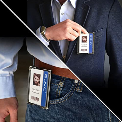 GOVO T4 Badge Holder/Wallet - Durable Polycarbonate ID/Credit Holder with Metal Clip and 4 Cards Slot (Holds 1 to 4 Cards) (Blue) - color: Blue