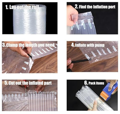 Inflatable Bubble Cushioning Wrap for Shipping Clear Air Packaging Bags Plastic Packing Bubbles Air Pillows Packing Materials Buffer Void Fill Cushioning for Moving (11.8"x164 Feet/Roll)