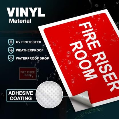 Fire Riser Room Sticker, 7 x 10 Inch Self-Adhesive Vinyl Decal