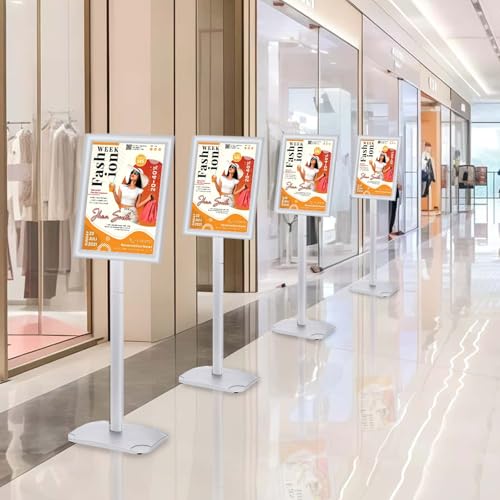 Sign Holder Stand 11x17 Inch, Heavy Duty Pedestal Floor Sign Stand - color: Silver, size: 11x17 in