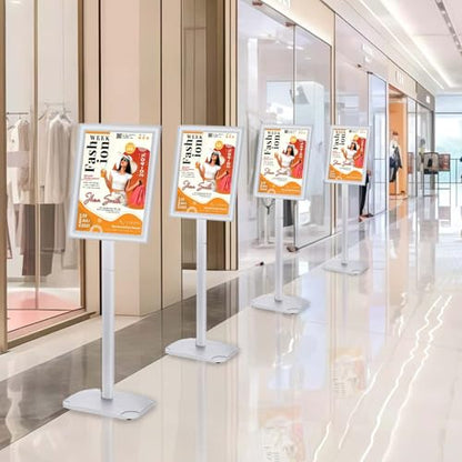 Sign Holder Stand 11x17 Inch, Heavy Duty Pedestal Floor Sign Stand - color: Silver, size: 11x17 in