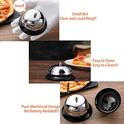 iRIIRIO 1pc Desk Service Ring Bell Metal Call Bell Desk Bell Service Bell for Hotel School Restaurant Reception Area Hospital Warehouses(Silver)