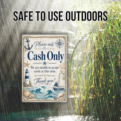 Cash Only Coastal Business Sign - style: Cash Only