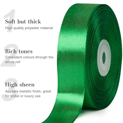 Emerald Green Satin Ribbon, 1 Inch, 50 Yards - color: emerald green