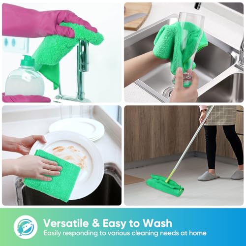 HOMEXCEL Green Microfiber Cleaning Cloth, Microfiber Towels for Car, 12 PK - color: Green
