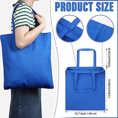 Roowest 60 Pack Canvas Tote Bags Bulk, 16" x 15", Blue - color: Blue