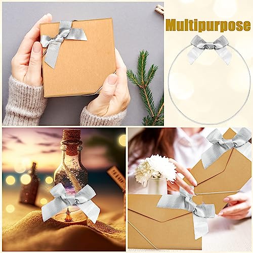 60 Pcs Elastic Bows for Gift Boxes Wrapping 15.74 Inches - color: Silver