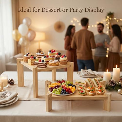 2pack Wooden Display Risers, Wood Charcuterie Boards, Table Risers for Display, Food Display Risers for Party,Easy to Install Anywhere，Suitable for Queuing, Kitchens, Restaurants, Etc