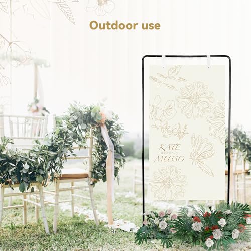 Wedding Sign Holder, Adjustable Welcome Sign Stand w/ Leather Hanging Strap, Satin Ribbon & Carry-on Bag, Heavy Duty Easel Stand for Wedding Seating Chart, Display & Poster - color: Black