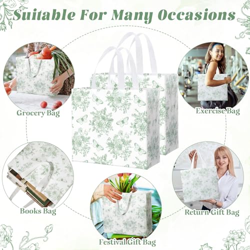 Abbylike 30 Pcs Thank You Gift Bags Floral Reusable Gift Bag Sage Green - style: Green Floral