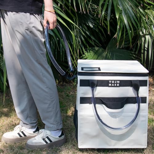 Reusable Grocery Bag on Wheels, Rolling Tote, 46 LBS, Small, Beige - color: Beige, size: Small
