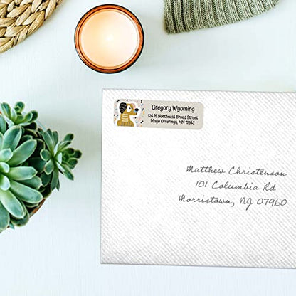 Modern Dogs Rolled Address Labels/Roll of 500 Personalized Return Address Labels/Designer Return Address Stickers in Elegant Plastic Dispenser - size: 500 Labels, style: Modern Dogs
