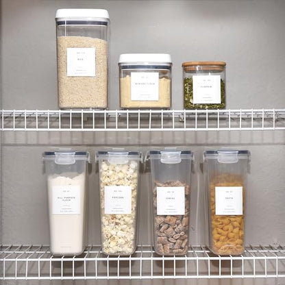 Pantry Labels for Food Containers 179 Labels Set | Pre-Printed Stickers | 2 Sizes | |Best by Date |Waterproof Pantry Stickers for Minimalist Kitchen Organization, Jars and Bottles