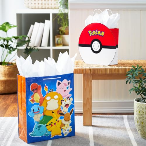 Hallmark Pokémon Gift Bags, 2-Pack (9" Medium PokéBall and 15" XL Pikachu) - size: 2 Count, style: Gift Bags