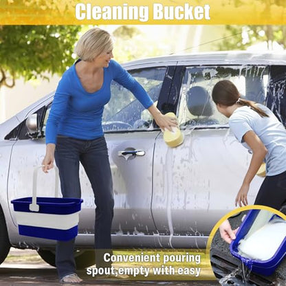 Collapsible Mop Bucket for Cleaning with Handle, 3 Gallon - color: Blue