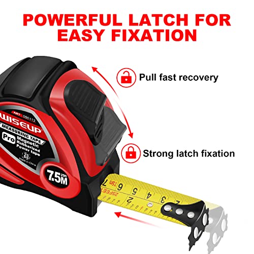 WISEUP Industrial Magnetic Tape Measure with Fractions 1/8 and Metric - color: 16 FT