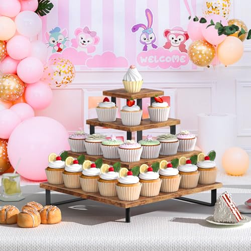 ELITEROO Wooden Cupcake Stand, Tiered Cupcake Display Tower Stand - size: Right Angle Corner