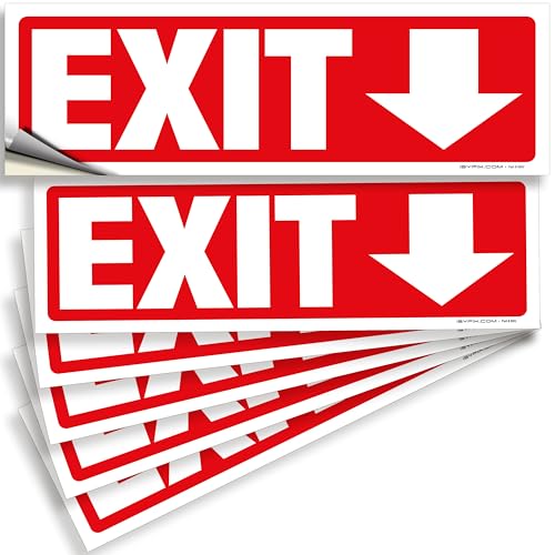 iSYFIX Exit Signs Stickers 6 Pack 12x4 Inch Directional Down Arrow - color: Sticker Down, size: 6 Pk 12x4