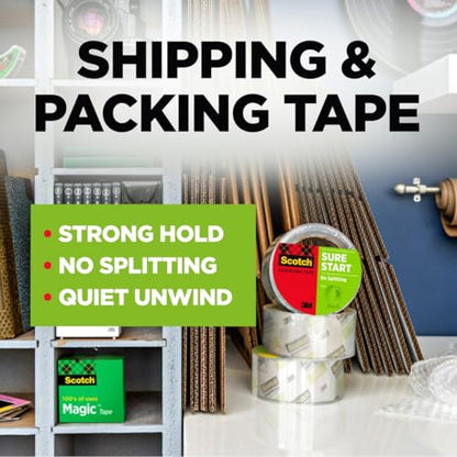 Scotch Sure Start Packing Tape Refill, 900 in x 900 in, 6 Rolls - size: 6 Rolls