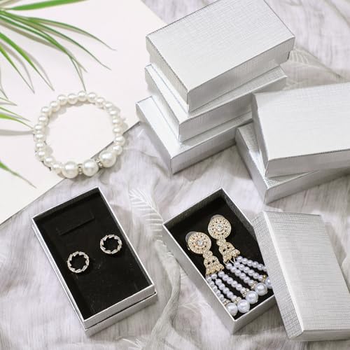 Tenceur 100 Pcs Jewelry Gift Boxes Jewerly Box - color: Silver, size: 3.2 x 2 x 1.2 in