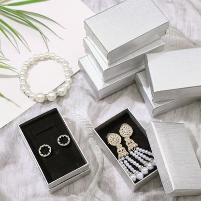 Tenceur 100 Pcs Jewelry Gift Boxes Jewerly Box - color: Silver, size: 3.2 x 2 x 1.2 in