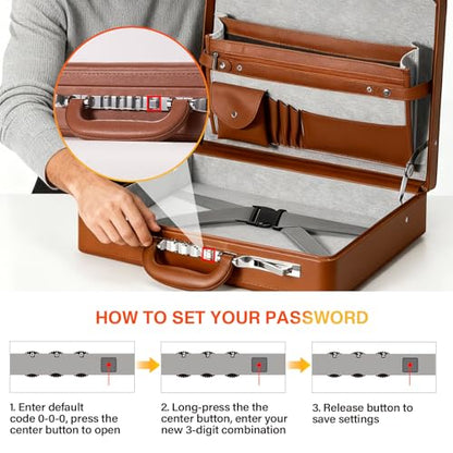 LOCKCURX Briefcases for Men, Anti-Theft Longwave Lock, 16 Inch Laptop - color: Brown, size: Longwave Lock