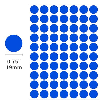 1400 PCS Blue Circle Dot Stickers 3/4" Round Coding Label - color: Dark Blue