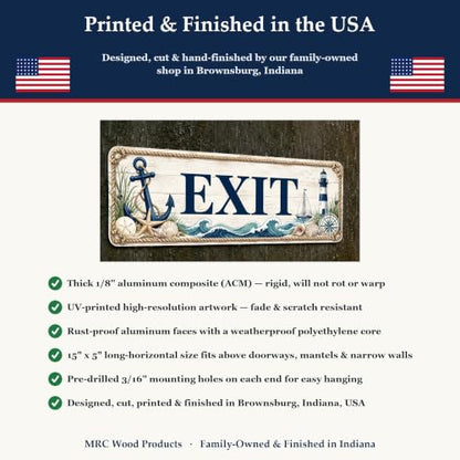 Exit Coastal Business Sign — Metal Door & Wayfinding Sign for stores - style: EXIT