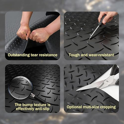 StellarStar 4x25 FT Garage Floor Mat, 2.8mm Thickened PVC Diamond Plate - color: Black, size: 4x25 FT