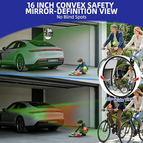 Shatterproof Anti Theft Acrylic Convex Mirror with LifetimeWarranty, 16 Inch Safety Mirror Wide Angle Blind Spot Mirror with Wall Mount Kit for Garage Driveway Indoor Outdoor - size: 16" Acrylic