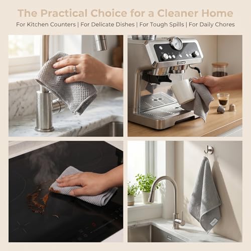 Microfiber Cleaning Cloths 6-Pack, Absorbent Textured Towels Large 12x16 In