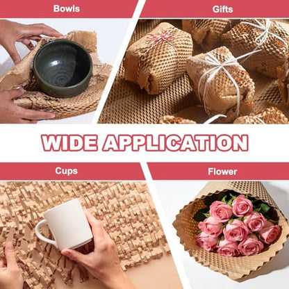 PATIKIL Honeycombs Packing Paper, 12" x 98' Honeycombs Cushioning Wrap Roll Kraft Wrapping Paper for Shipping Moving Wrapping Gifts, Pink - color: Pink, size: 12" x 98'