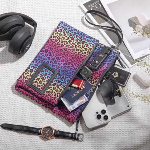 KOSMCCO Lockable Money Bag, Neon Leopard, 11x8.6 Inch - color: Neon Leopard