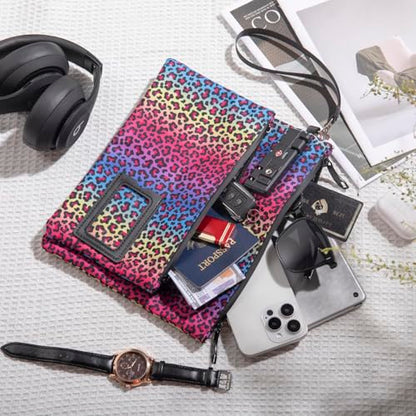 KOSMCCO Lockable Money Bag, Neon Leopard, 11x8.6 Inch - color: Neon Leopard
