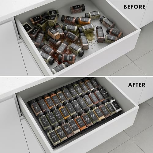 EDELHAUS Spice Drawer Organizer, Expandable Spice Rack for Drawer Black - color: Plastic Black