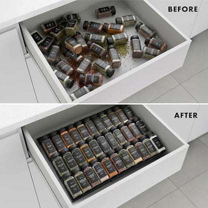 EDELHAUS Spice Drawer Organizer, Expandable Spice Rack for Drawer Black - color: Plastic Black