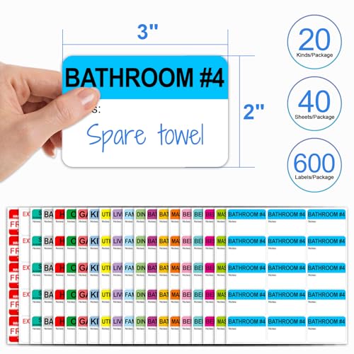 Each Measures 2” x 3”, 600 Writable Moving Labels for Boxes - color: 20-colors