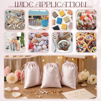 Abbylike 24 Pcs Rose Pink Velvet Jewelry Bags with Drawstring 5x7 Inch Cloth Gifts Bag Jewelry Pouches Small Reusable Treat Bag for Storage Wedding Party Favor Tarot Cards Crystals Business Packaging - color: Pink