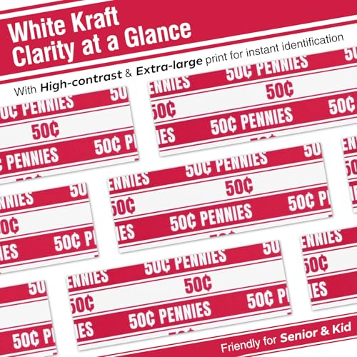 THEBLUETOUCH 100 pcs White Kraft Flat Coin Wrappers for Pennies - size: 100 Penny Only